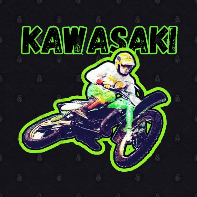 Vintage Motocross Kawasaki by TommySniderArt